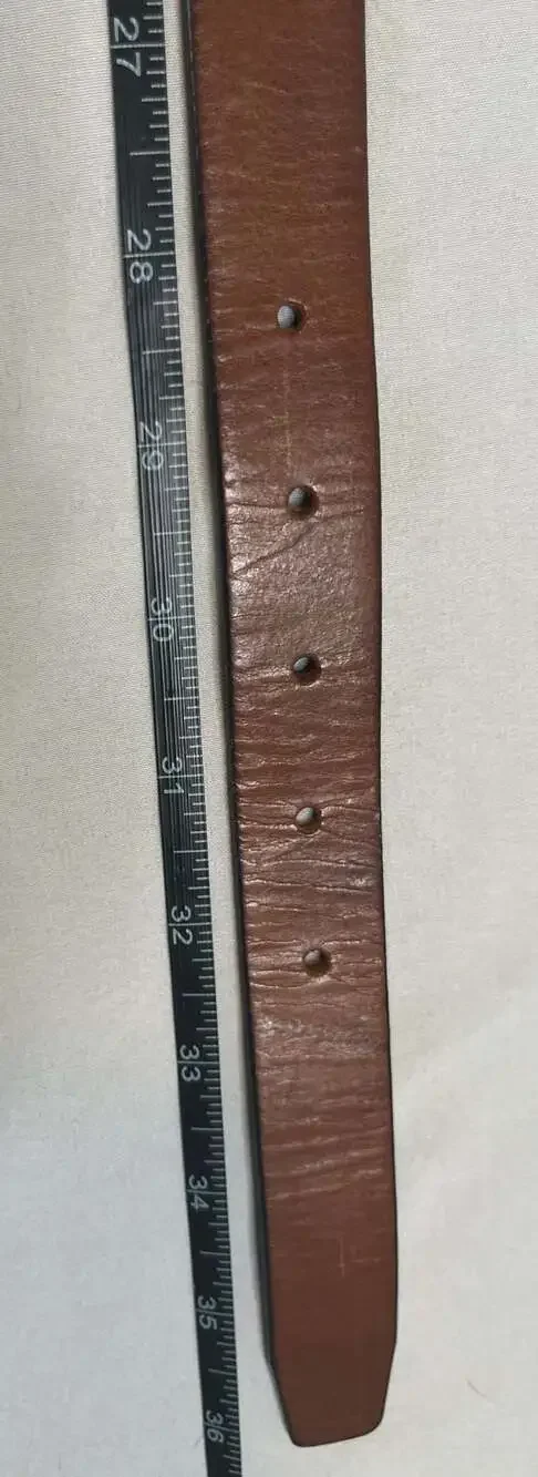 Brown Leather Belt Silver Square Buckle Western Minimalist Classic Waist Belt